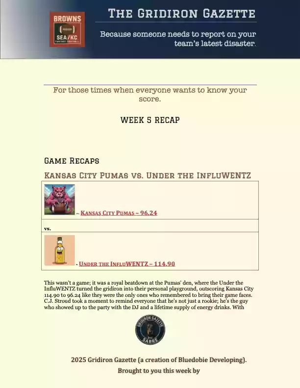 Gridiron Gazette newsletter