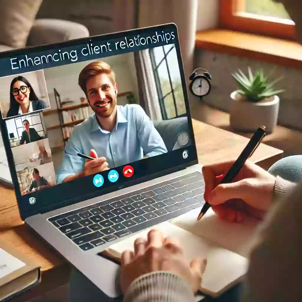 Having a zoom meeting with a client