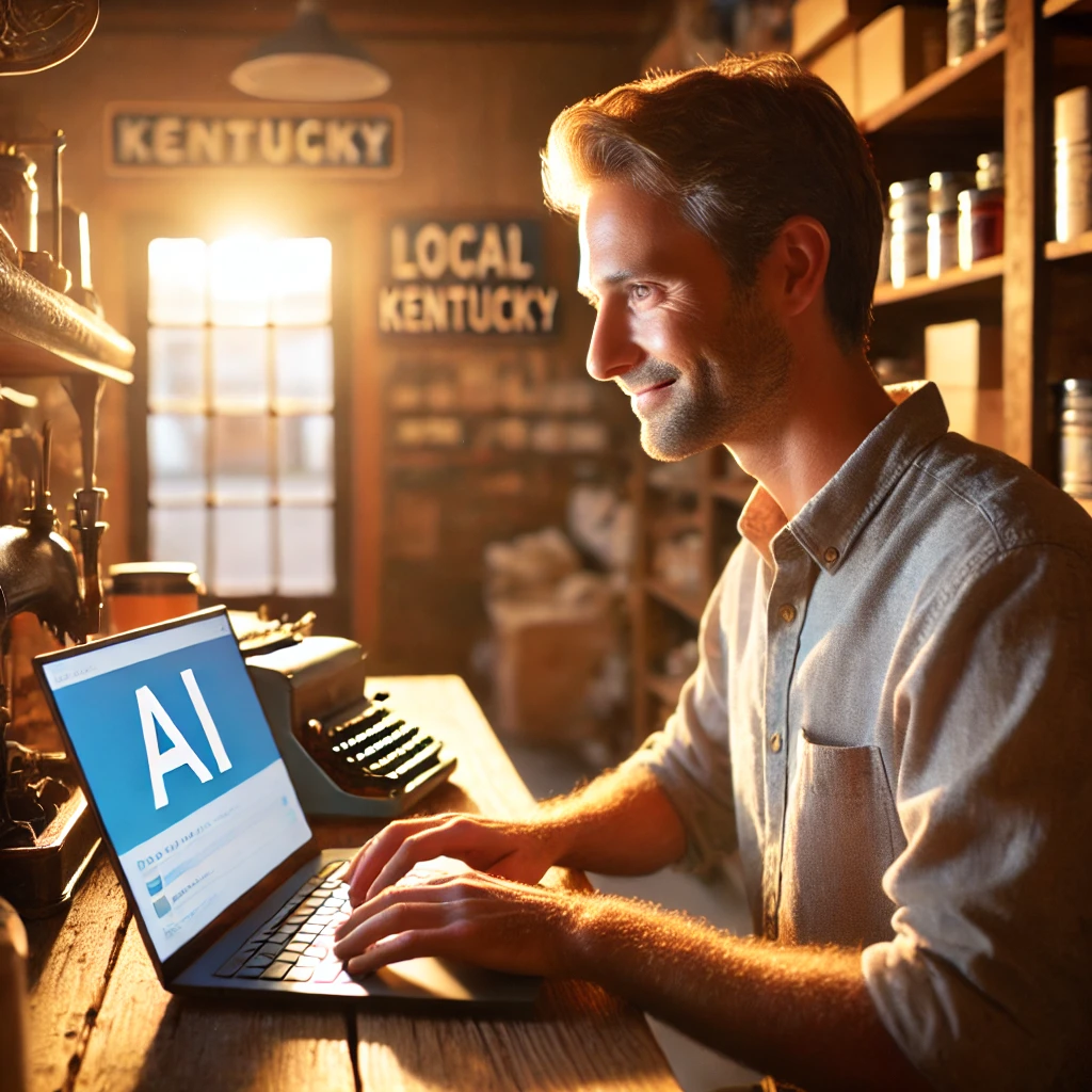 A small business owner using AI tools